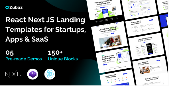 Zubaz - Startup & SaaS React Next Js Tempalte