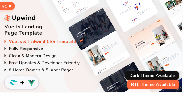 Upwind - Vue Js Landing Template (Tailwind CSS + Vue Js)