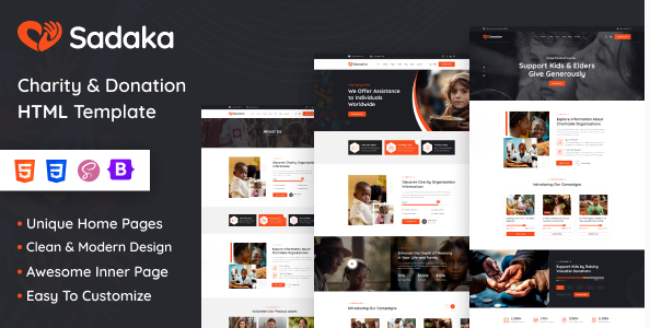 Sadaka - Non Profit Charity HTML Template