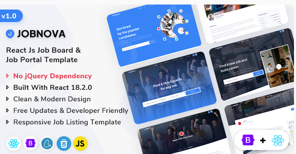 Jobnova - React Js Job Board, Job Portal and Job Listing Template