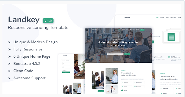 Landkey - A Responsive Creative Landing Page Template