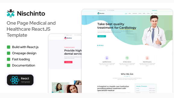 Nischinto - Medical and Healthcare ReactJS Template