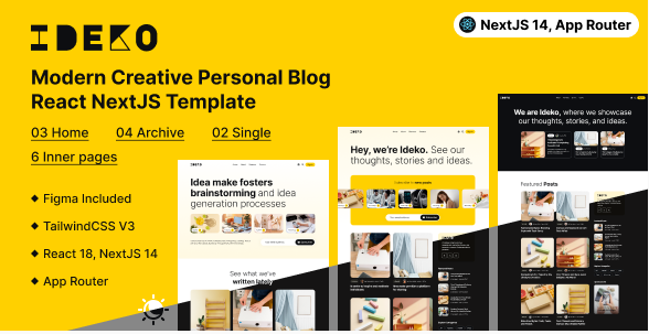 Ideko - Modern Creative Personal Blog NextJS Template