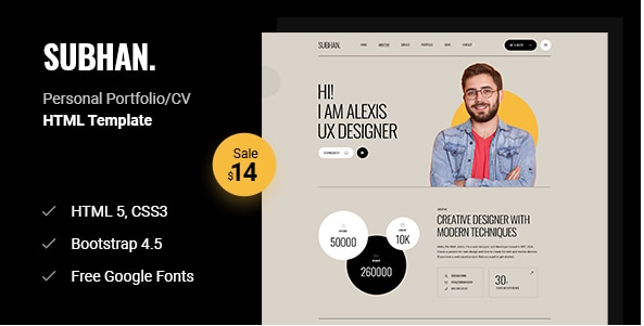Subhan - Personal Portfolio/CV HTML Template