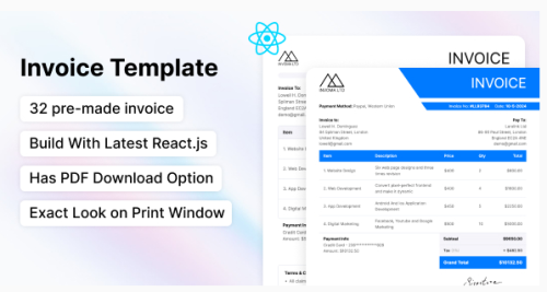 Invoma - Invoice ReactJS Template