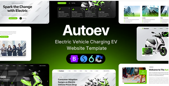 Electric Vehicle Charging EV Dealer Website Template - Autoev