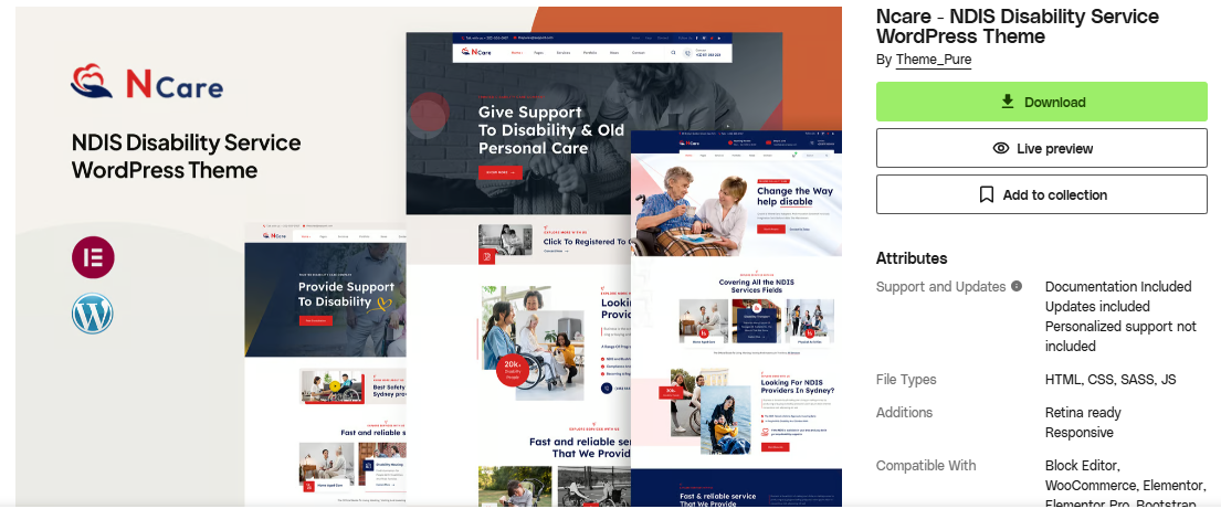 Product Image - Ncare – NDIS Disability Service WordPress Theme