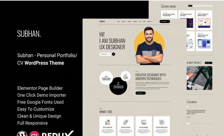 Subhan - Personal Portfolio/CV WordPress Theme