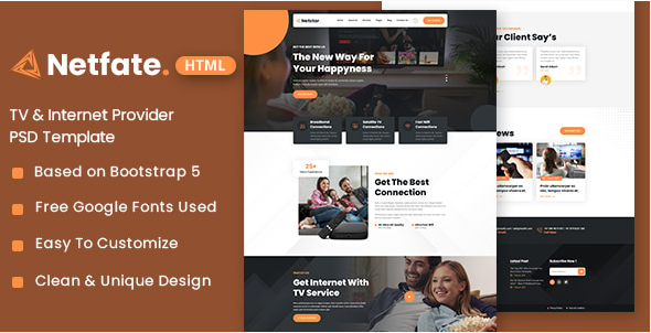 Netfate - TV & Internet Provider HTML Template