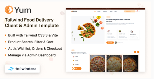 Yum - Tailwind CSS Client & Admin Food Template