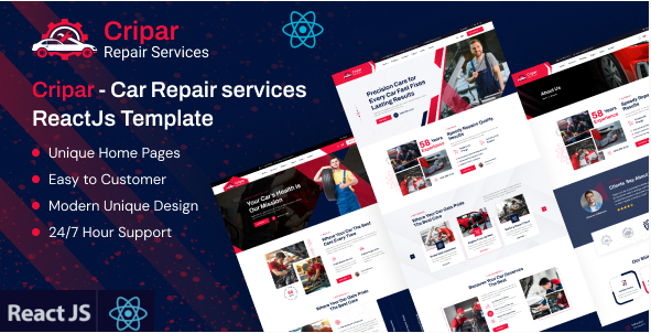 Cripar – Car Repair Services ReactJs Template