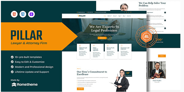 Pillar - Lawyer & Attorney HTML Template