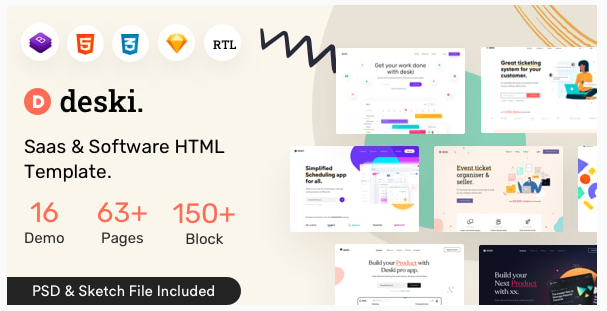 Deski - Saas & Software HTML + RTL Template