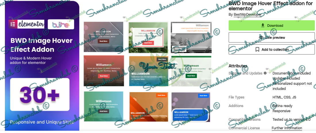Download BWD Image Hover Effect addon for elementor