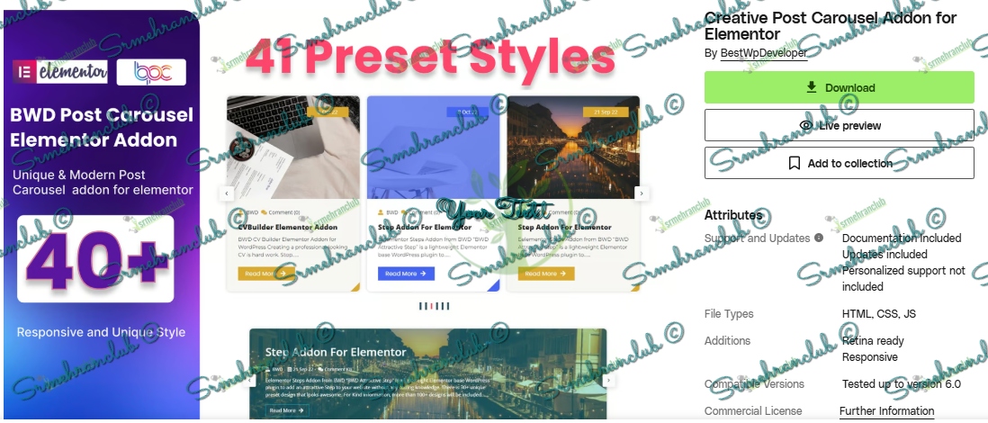 Download Creative Post Carousel Addon for Elementor
