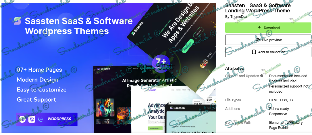 Saasten - SaaS & Software Landing WordPress Theme
