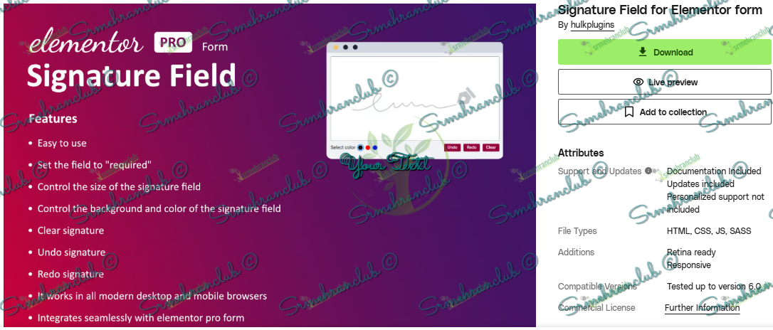 Download Signature Field for Elementor form