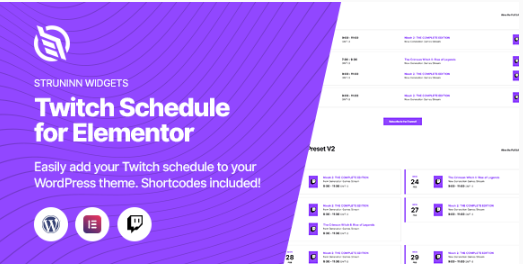 Product Image - Struninn – Twitch Schedule Elementor Widget