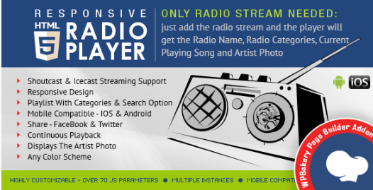 Product Image - WPBakery Addon – HTML5 Radio Player