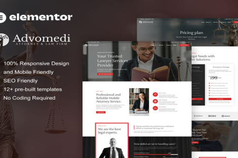 Advomedi - Attorney & Law Firm Elementor Template Kit