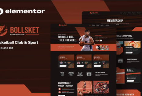 Product Image - Bollsket – Basketball Club & Sport Elementor Template Kit