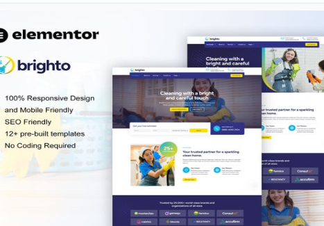 Product Image - Brighto – Cleaning Service Company Elementor Pro Template Kit