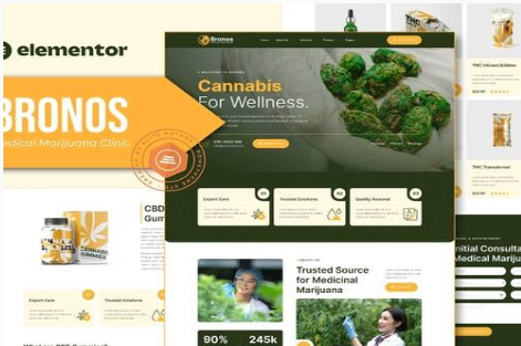 Product Image - Bronos – Medical Marijuana Elementor Template Kit