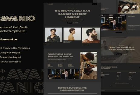 Product Image - Cavanio – Barbershop & Hair Studio Elementor Template Kit
