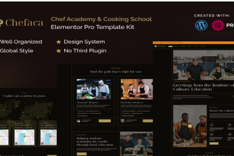 Product Image - Chefaca – Chef Academy & Cooking School Elementor Pro Template Kit