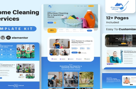 Product Image - ClarityShine – Cleaning Service Company Elementor Template Kit