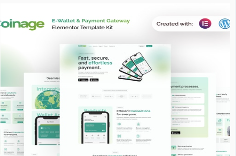 Product Image - Coinage – E-Wallet & Payment Gateway Elementor Pro Template Kit