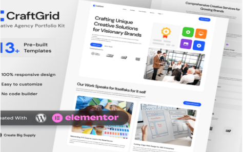 Product Image - CraftGrid – Creative Agency Portfolio Elementor Template Kit