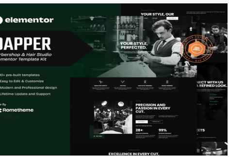 Product Image - Dapper – Barbershop & Hair Studio Elementor Template Kit