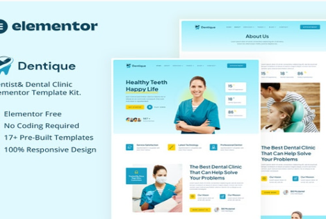 Product Image - Dentique – Dentist & Dental Clinic Elementor Template Kit
