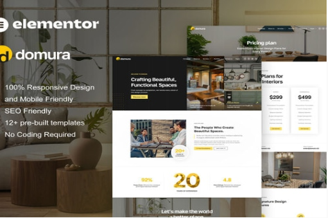 Product Image - Domura – Interior Design & Architecture Elementor Pro Template Kit