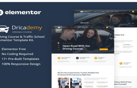 Product Image - Dricademy – Driving Course & Traffic School Elementor Template Kit