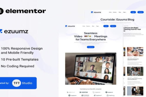 Product Image - Ezuumz – Video Conferencing & Webinar App Elementor Template Kit