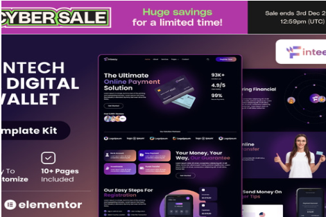 Product Image - Finteezy – Fintech Startup & Digital Wallet Elementor Template Kit