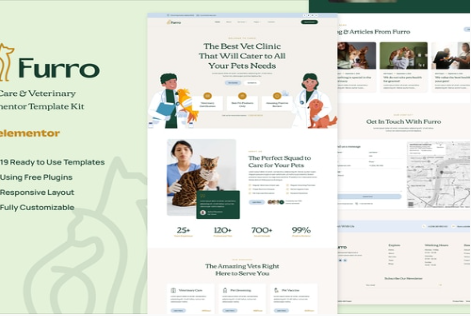 Product Image - Furro – Pet Care & Veterinary Elementor Template Kit