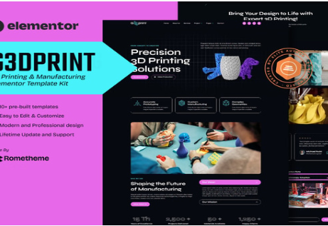 Product Image - G3DPrint – 3D Printing & Manufacturing Elementor Template Kit