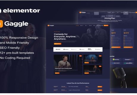 Product Image - Gaggle – Comedian & Entertainment Show Elementor Pro Template Kit