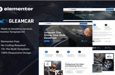Product Image - Gleamcar – Car Wash & Detailing Service Elementor Template Kit