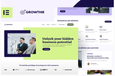 Product Image - Growthie – Business Coach Elementor Template Kit