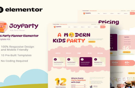 Product Image - JoyParty – Kids Party Planner Elementor Template Kit