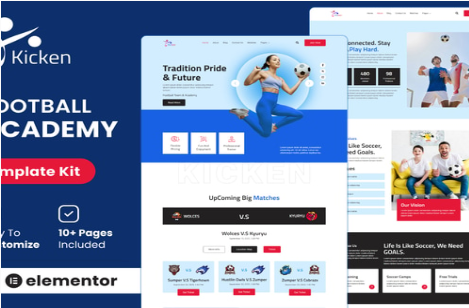 Product Image - Kicken – Football & Sports Academy Elementor Template Kit