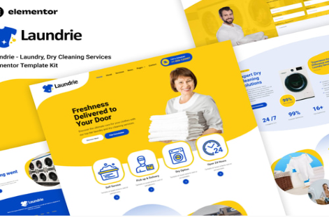 Product Image - Laundrie – Laundry, Dry Cleaning Services Elementor Template Kit