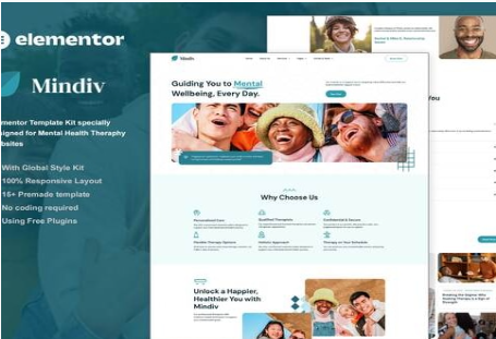 Product Image - Mindiv – Mental Health Therapy Elementor Template Kit Product Image - Mindiv – Mental Health Therapy Elementor Template Kit