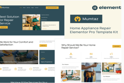Product Image - Mumtaz – Home Appliance Repair Elementor Pro Template Kit