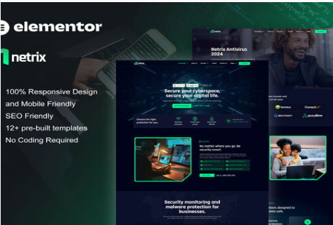 Product Image - Netrix – Cyber Security Services Elementor Template Kit