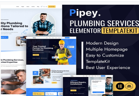 Product Image - Pipey – Plumber Services Elementor Template Kit